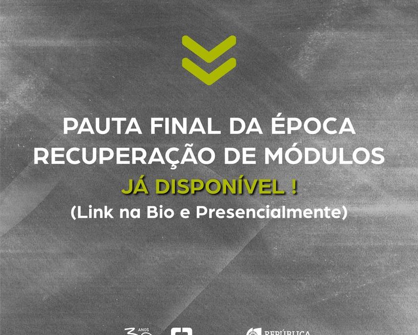 Pauta final da época de recuperação