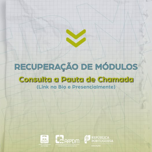 Pauta de chamada – Recuperação de Módulos.